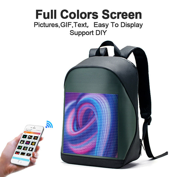 حقيبة ظهر بشاشة مبتكرة ذكية بإضاءة LED عصرية سوداء
