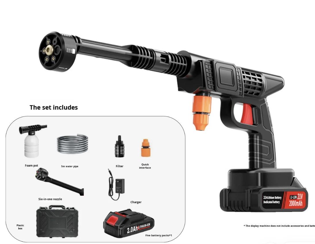 مسدس سرويس ضغط عالي 40 بار – مكينة نحاس + بطاريتين + 6 رؤوس متعددة الاستخدام