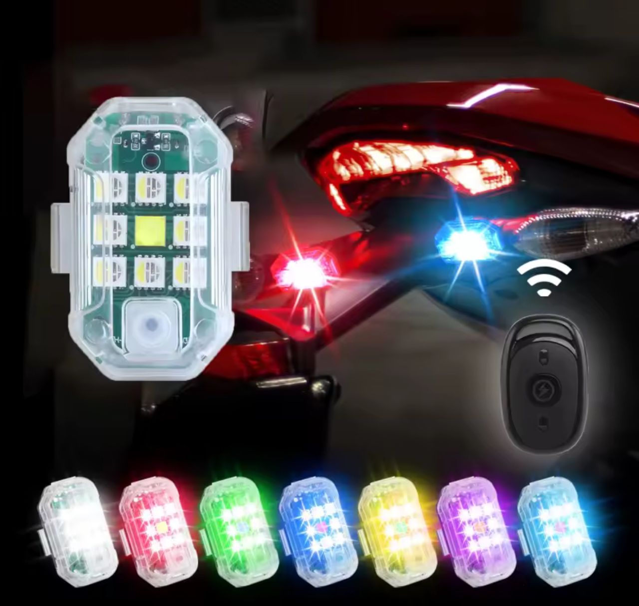 2×لمبات تحكم ريموت جميع الاوان لاصق ومغناطيس