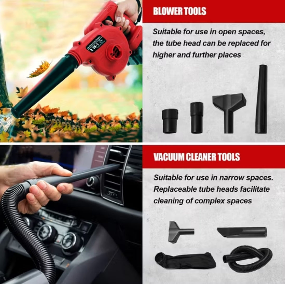 💨 منفاخ ومكنسة كهربائية محمولة نفخ وشفط– تنظيف شامل 1×2 متنقل معا 2 بطاريات