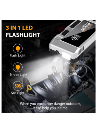 اشتراك سياره معا معبي اطارات وشاحن جوال وكشاف بقوة 25000 امبير