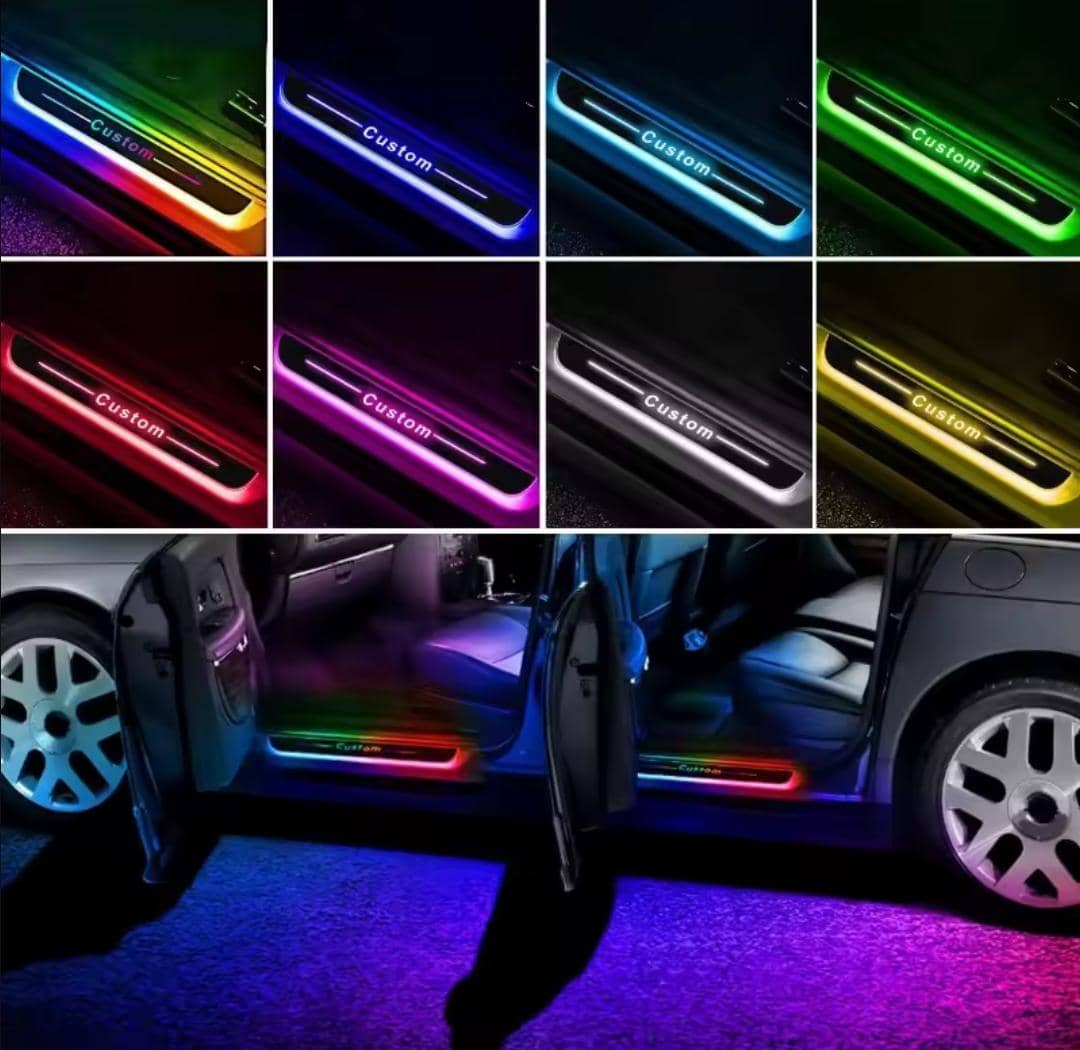 ضاءة عتبة الباب القابلة للشحن من تايوتا وكيا طقم 4 ابواب