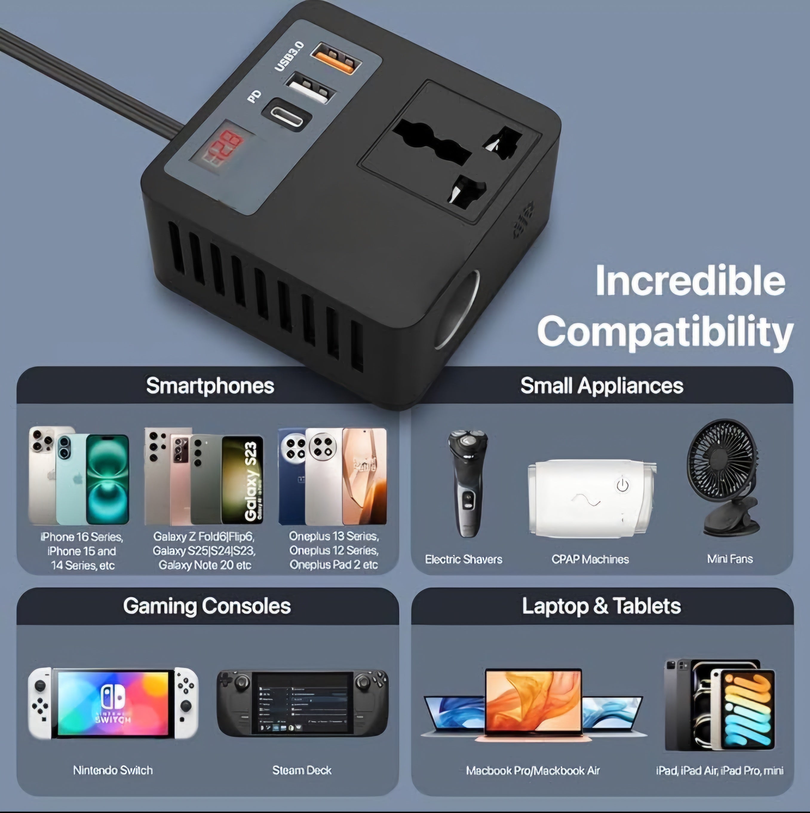 محول كهرباء للسيارة من 12V الى 220V