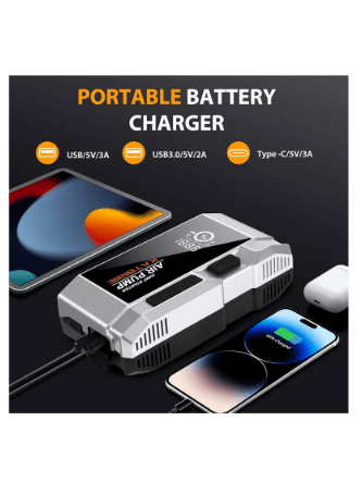 اشتراك سياره معا معبي اطارات وشاحن جوال وكشاف بقوة 25000 امبير