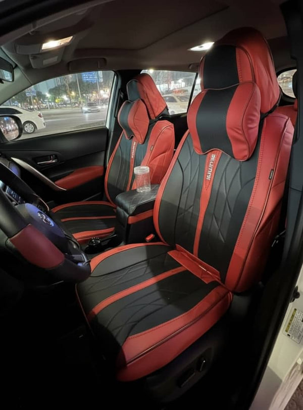 طقم تلبيسات كراسي سياره جلد كامل امامي وخلفي معا وسايد رقبه اضافي تنجيده