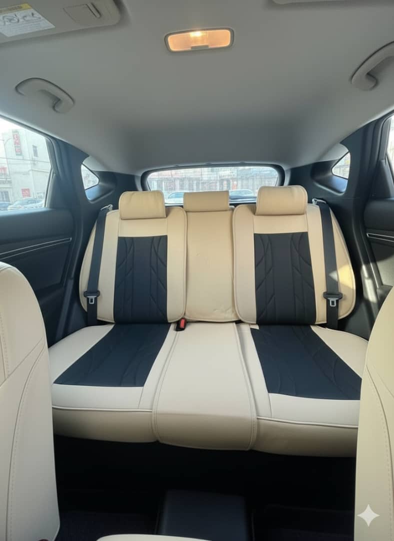 طقم تلبيسات كراسي سياره جلد كامل امامي وخلفي معا وسايد رقبه اضافي تنجيده