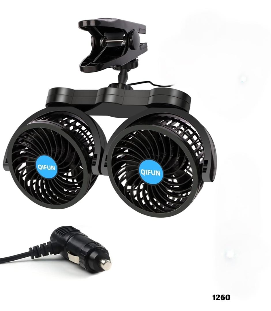 مروحة سيارة مزدوجة قوية وقابلة للدوران 360° – راحة وانتعاش في كل رحلة! 🚗