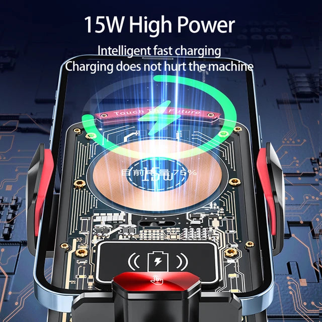 حامل جوال قابض تمتيك معا شاحن لاسلكي سريع بقوة 15وات