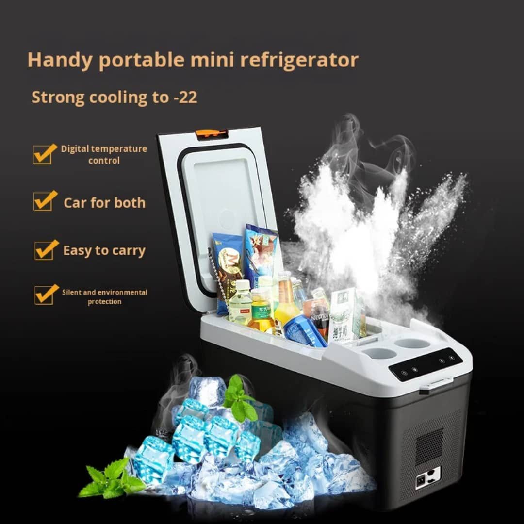 ثلاجة سيارة محمولة بسعة 16 لتر، تشتغل بنظامين 12V او 220V