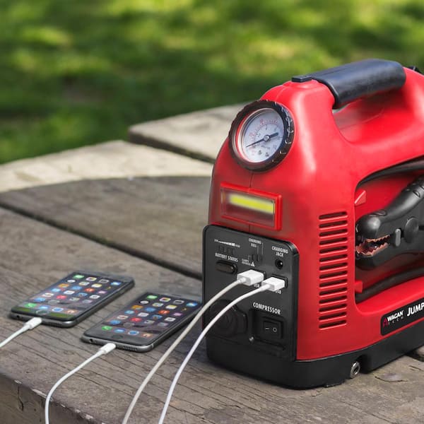 💥🚗 جهاز طاقة محمول 4 في 1 – اشتراك لسياره ومعبي اطارات وضوء ومنافذ طاقه