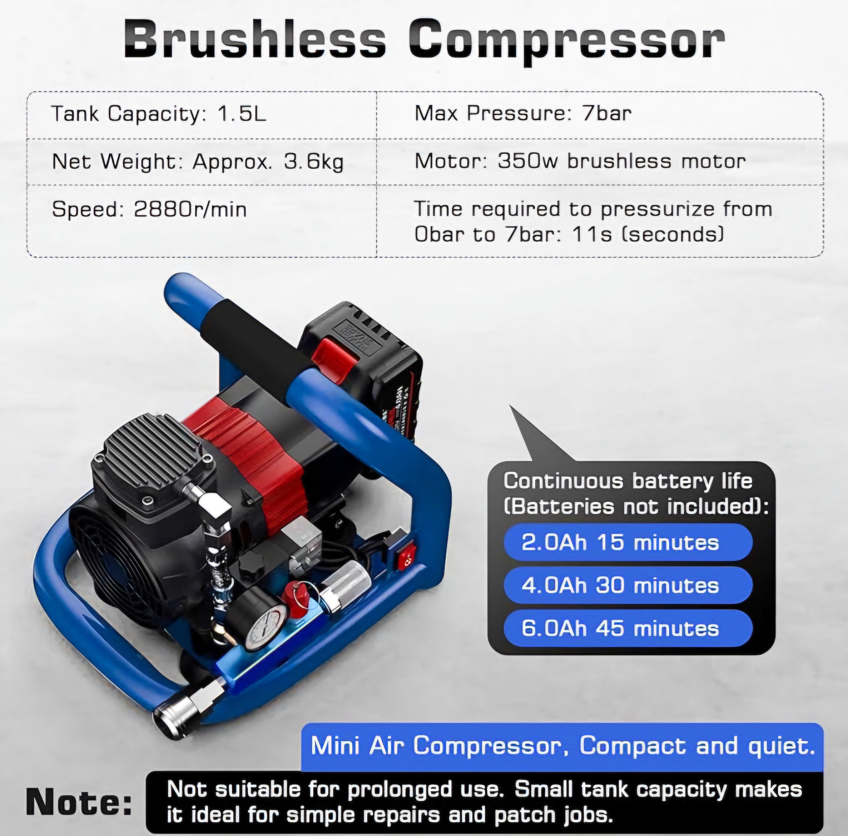 كمبريشن مع معبي هواء بطاريتين متعدد الاستخدام