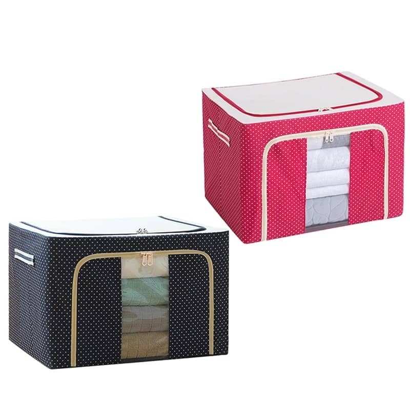 Fabric clothes storage box with stainless steel poles