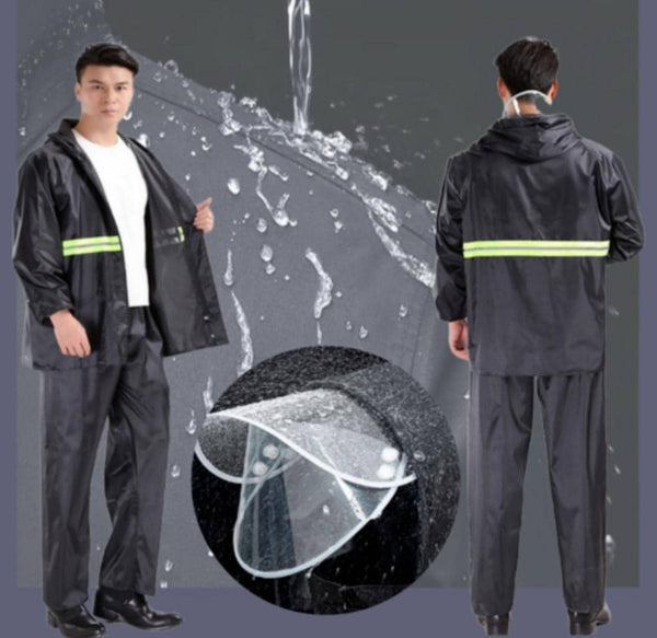 🛡️ بدلات المطر العاكسة قطعتين بنطلون وجاكت