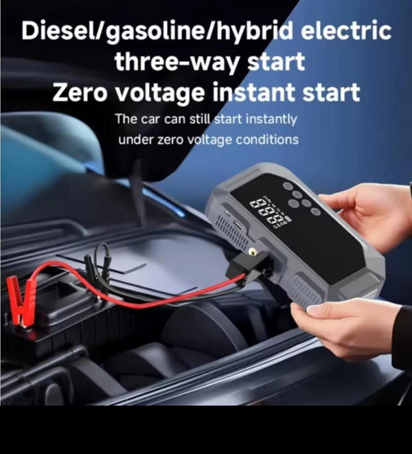 جهاز قوي يجمع بين منفاخ الهواء التربو و شاحن بطارية السيارة (جامب ستارتر) مع بطارية عملاقة
