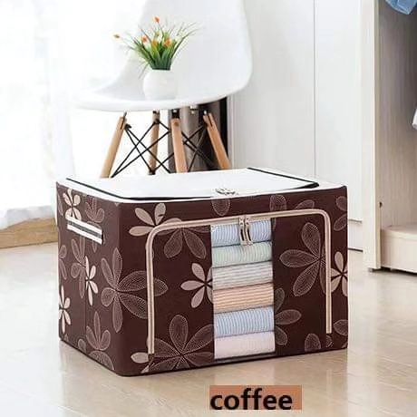 Fabric clothes storage box with stainless steel poles