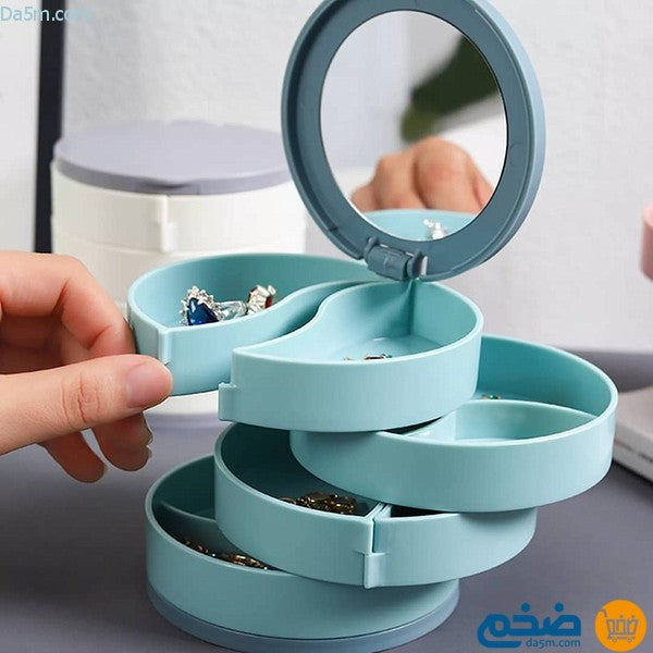 Round accessories stand with mirror with 6 slots