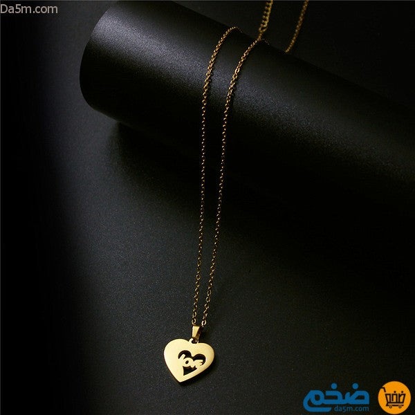 Golden love heart necklace and earring
