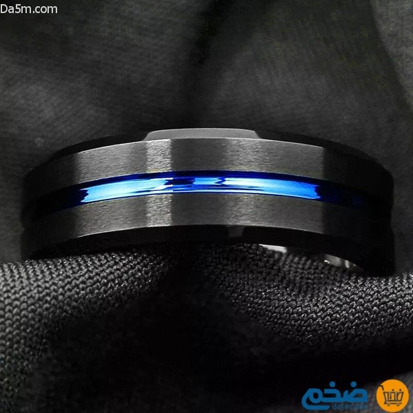 Luxury titanium ring, black and blue 