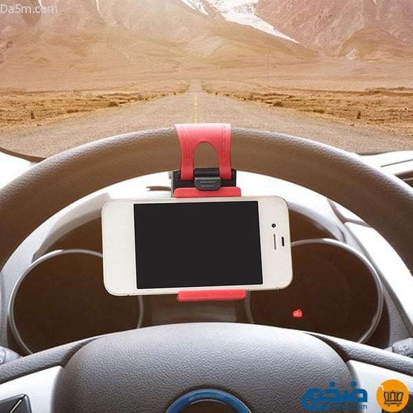 Mobile phone holder on the car steering wheel